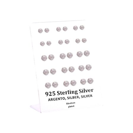 Σκουλαρίκι αυτιού Ασήμι 925 6/8 mm Δισκόμπαλα Rhodium plated