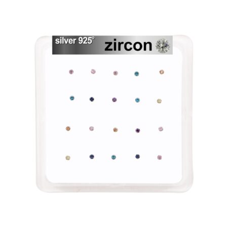Σκουλαρίκι μύτης Silver 925 4 clip Zircon χρώμα 1.5 mm