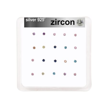 Σκουλαρίκι μύτης Silver 925 4 clip Zircon χρώμα 2 mm
