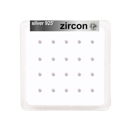 Σκουλαρίκι μύτης Silver 925 4 clip Zircon 2 mm με μπίλια
