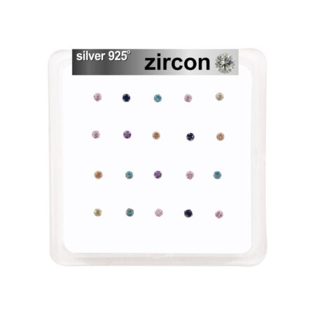 Σκουλαρίκι μύτης Silver 925 4 clip Zircon χρώμα 2.5 mm με μπίλια