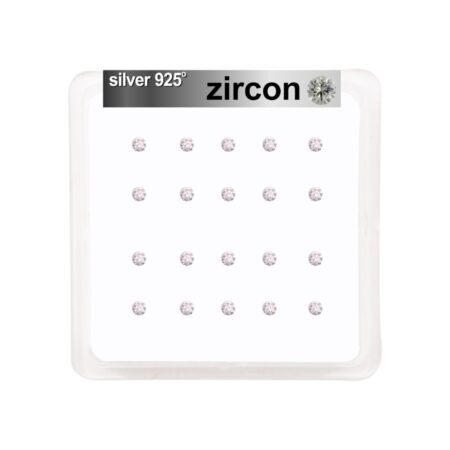 Σκουλαρίκι μύτης Silver 925 4 clip Zircon 2.5 mm με μπίλια