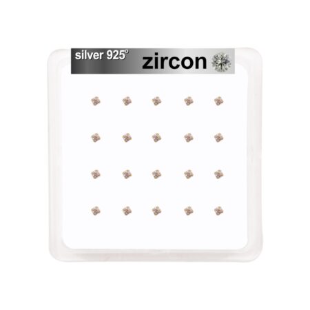 Σκουλαρίκι μύτης Silver 925 χρυσό 4 clip Zircon 2 mm με μπίλια