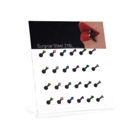 Σκουλαρίκι χειλιού Stainless Steel μαύρο 3 clip Zircon χρώμα